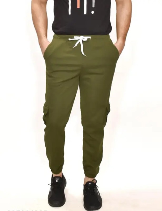 Vasan Solid Men Olive Track Pants