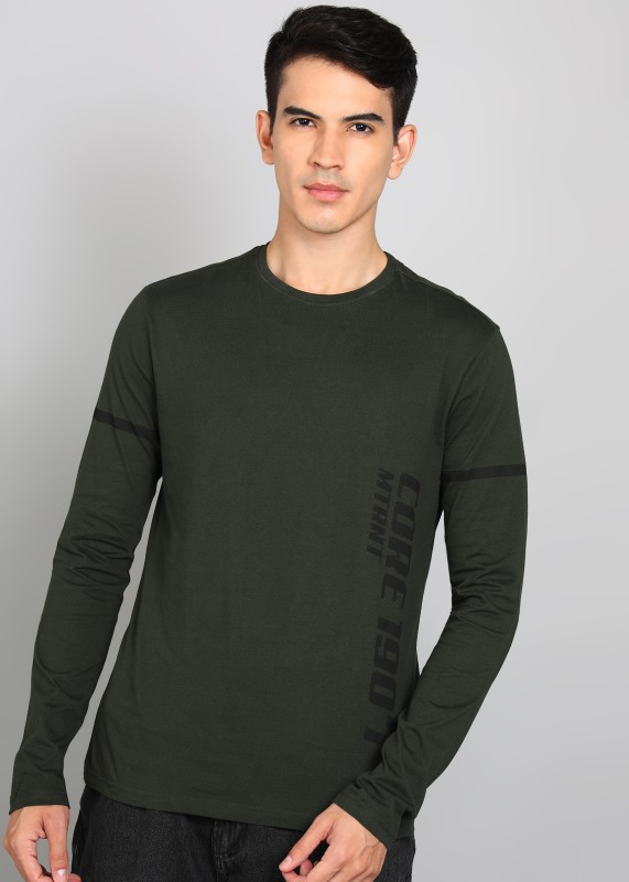 Metronaut Printed Men Round Neck Dark Green T-Shirt