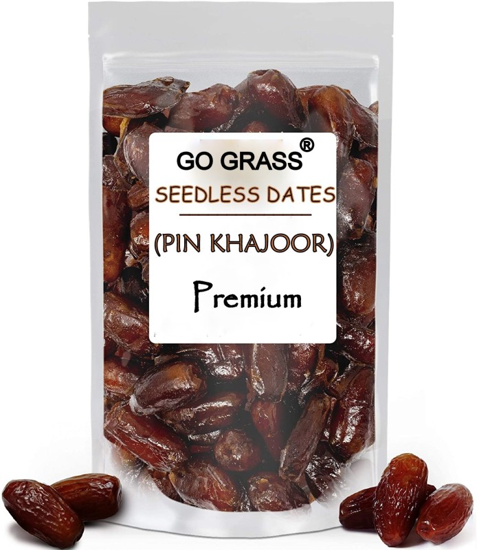 Go Grass Seedless Caliornia Dates | Pin Khajur | Arabian Dates | Exceptional Taste And Soft Texture, No Sugar Added, Good Source Of Dietary Fiber, Gluten Free, Vegan, Fat Free, Cholesterol Free – Perfect Snack For Kids & Adults Dates(1 Kg)