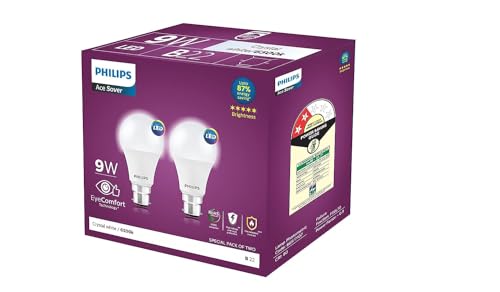 Philips 9-Watts Multipack B22 Led Cool Day White Led Bulb, Pack Of 2, (Ace Saver)