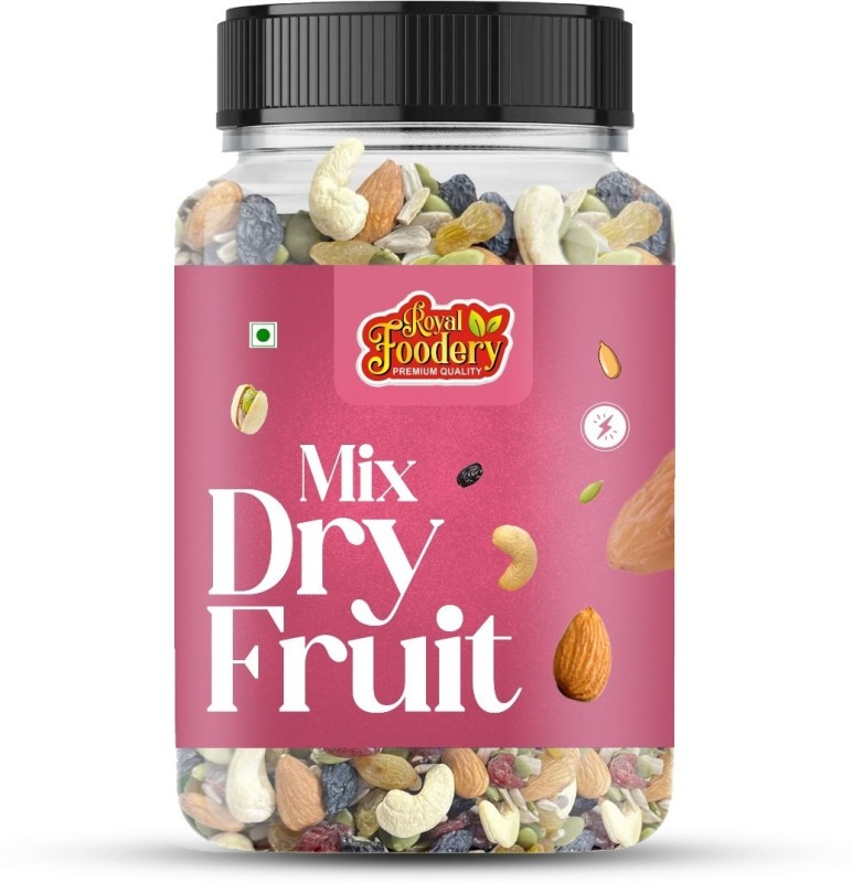 Royal Foodery Mix Dry Fruit | Panchmeva | 1Kg | Jar Almonds, Cashews, Dates, Raisins, Wet Dates, Walnuts, Amla, Wet Dates(1000 G)