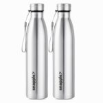 Snapple Tag Single Wall Stainless Steel Fridge/Gym/Home/Office Water Bottle 1000 Ml Bottle(Pack Of 2, Silver, Steel)