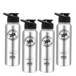 Pigeon By Stovekraft Inox Hydra 900 Ml Bottle (Pack Of 4, Black, Steel/Chrome, Steel)