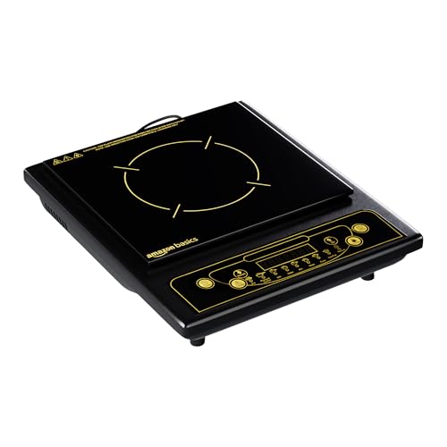 Amazon Basics Ab-Ict-Cb-1600 1600 Watts Ceramic Plate Induction Cooktop | Led Display, Overheat Protection And 7 Autocook Functions | Energy Efficient With Auto Shut-Off | Black