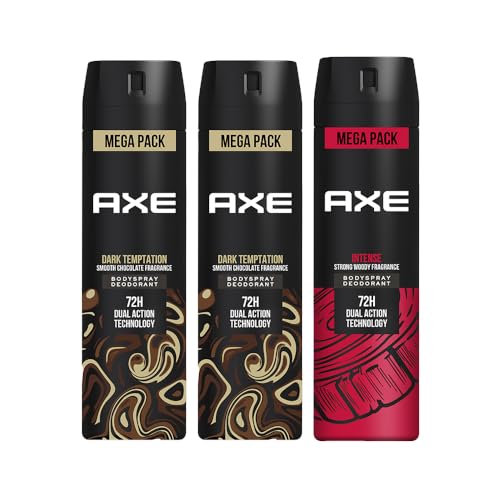 Axe Intense Long Lasting Deodorant Bodyspray For Men 215 Ml & Axe Dark Temptation Long Lasting Deodorant Bodyspray For Men 215 Ml (Pack 3)