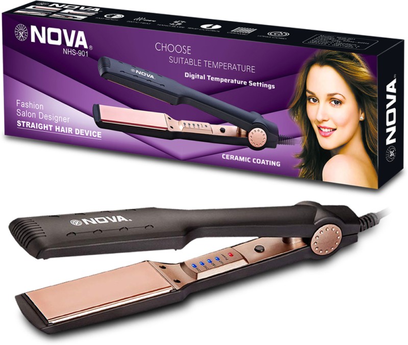 Nova Temperature Control Professional Nhs 901 Hair Straightener(Black, Gold)
