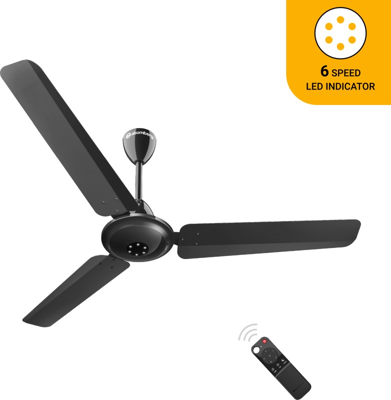Atomberg | Efficio Alpha, 35W, Energy Saving, 1+1 Warranty, 5 Star 1200 Mm 3 Blade Ceiling Fan(Bldc Motor With Remote | Gloss Black | Pack Of 1)