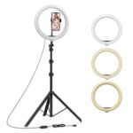 Tygot 10 Inches Big Led Ring Light For Camera, Phone Tiktok Youtube Video Shooting And Makeup, 10″ Inch Ring Light With 7 Feet Long Foldable And Lightweight Tripod Stand