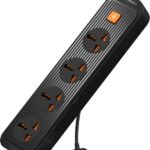 Portronics Power Plate 12 Multi Plug 1500W 4  Socket Extension Boards(Black, 2 M)