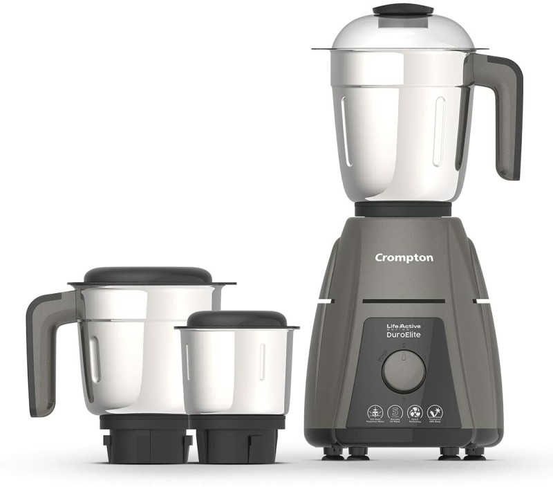 Crompton Duro Elite 800 W Mixer Grinder(Duroelite 800Watt Mixer Grinder With 5 Year Warranty | 3 Jars | Grey, Mettalic Finish)