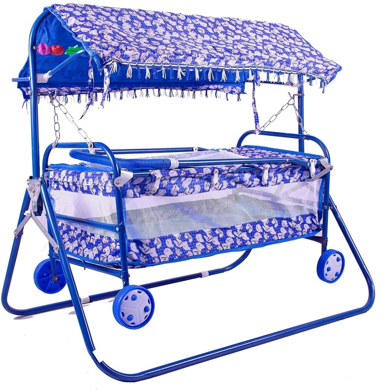 Steeloart Baby Cradle Cot Cum Stroller Blue Bassinet For Baby Boys & Baby Girls(Blue)