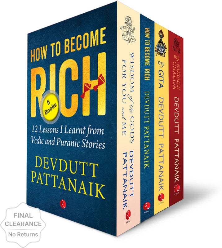 ” Devdutt Pattanaik Collections (How To Become Rich, , My Gita, My Hanuman Chalisa, Ramayana Verses Mahabharata My Playful Comparison, Wisdom Of The Gods For You And Me)”(Paperback, Devdutt Pattanaik)