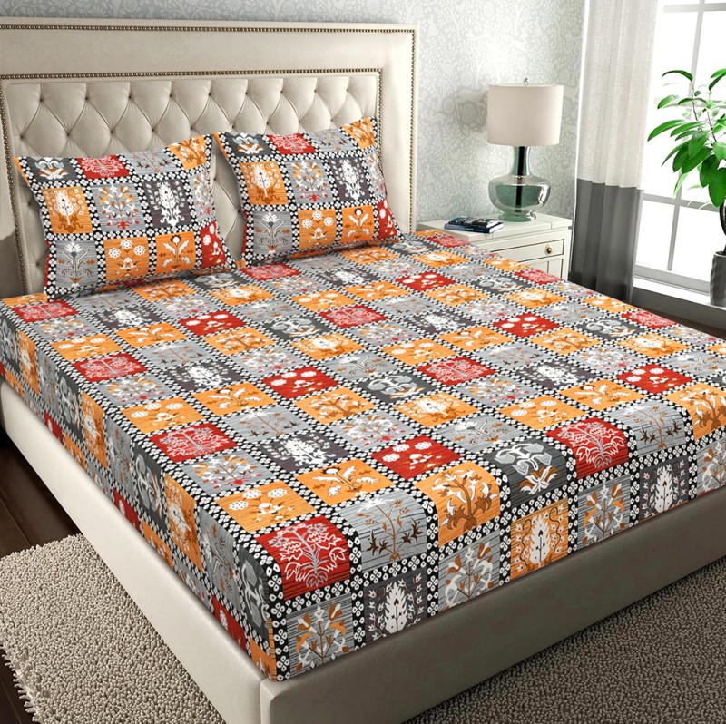 Vas Collections 160 Tc Cotton Double Abstract Flat Bedsheet(Pack Of 1, Multicolor 2, Jaipuri Print)