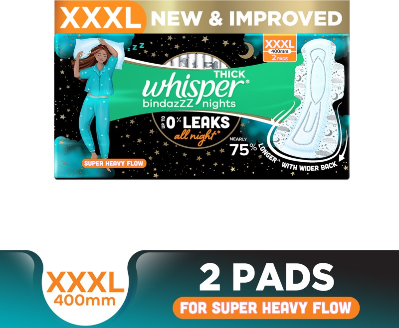 Whisper Bindazzz Nights Sanitary Pad(Pack Of 2)