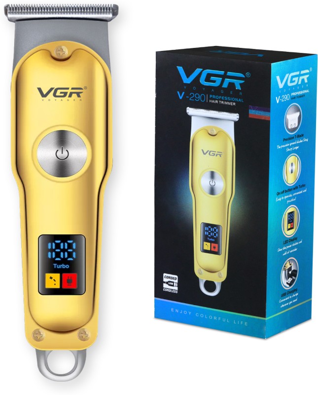 Vgr V-290 Professional Hair Clipper With Led Display Trimmer 120 Min  Runtime 4 Length Settings(Gold)