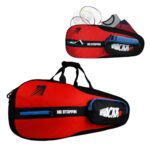 Whackk Drive|Unisex Lightwieght Tennis Badminton Squash Shuttle Equipment Kit Bag Cover |Spacious Compartments | Sports Bag |Carry As Backpack & Duffel |Ten-6 Badminton-8 (Red Black)