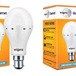 Wipro Garnet 9W Led Emergency Bulb | Cool Day White (6500K) | B22 Led Bulb Base | Inverter Bulb For Home, With 4 Hours Battery Back Up| Li-Ion Battery | Over Charging Protection | Pack Of 2