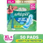 Whisper Ultra Hygiene+Comfort Xl+, For Heavy Flow Sanitary Pad(Pack Of 50)