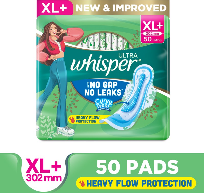 Whisper Ultra Hygiene+Comfort Xl+, For Heavy Flow Sanitary Pad(Pack Of 50)