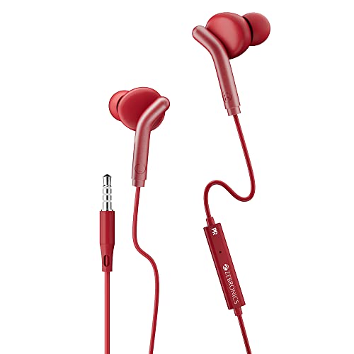 Zebronics Zeb-Bro In Ear Wired Earphones With Mic, 3.5Mm Audio Jack, 10Mm Drivers, Phone/Tablet Compatible(Blue) (Red)