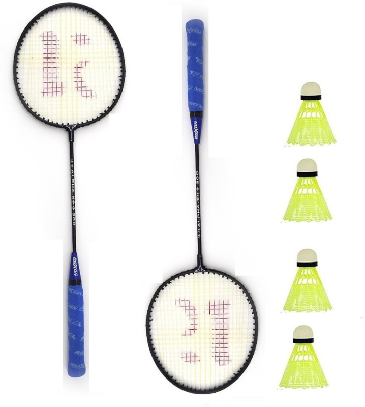 Knk Single Shaft Badminton Racket Pack Of 2 Piece With 4 Piece Plastic Shuttle Badminton Kit