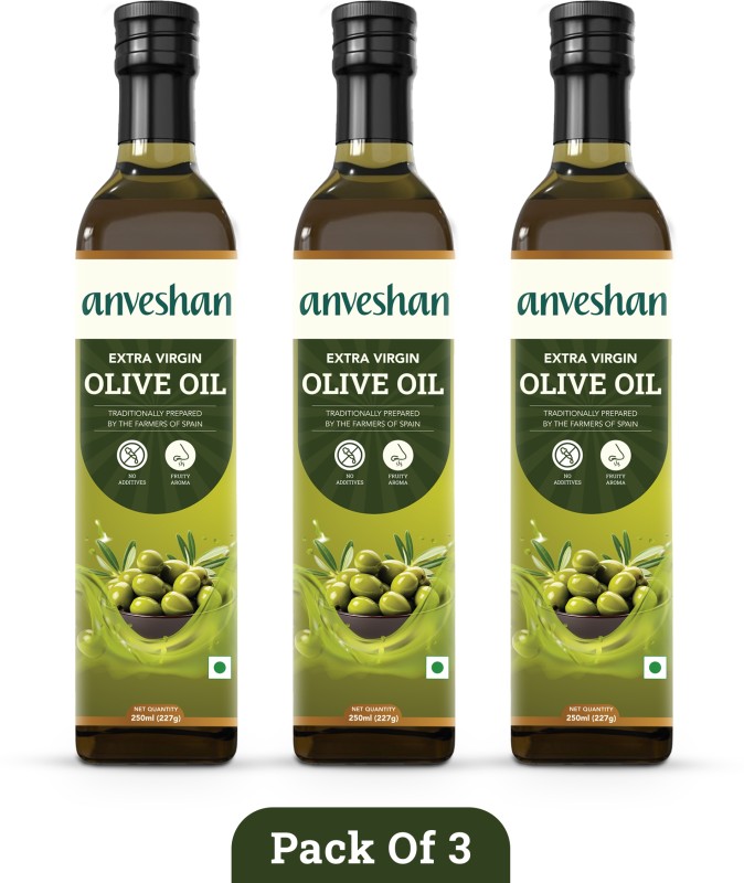 Anveshan Extra Virgin Olive Oil – 250Ml Olive Oil Glass Bottle(3 X 250 Ml)