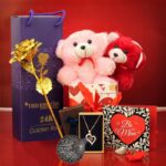 Tied Ribbons Artificial Flower, Soft Toy, Jewellery, Greeting Card Gift Set