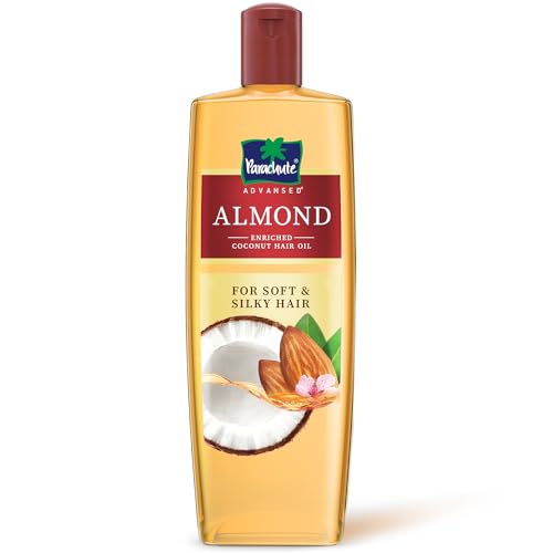 Parachute Advansed Almond Enriched Coconut Hair Oil With Vitamin E 300Ml|Nourishes & Softens Hair | Helps Control Hair Fall| Helps Promotes Hair Growth | Up To 2X Softer Hair|Non-Sticky Formula| Dermatologically-Tested Hair Oil | For Men & Women