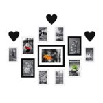 Amazon Brand – Solimo Black & White Collage Set Of 11 Photo Frames ( 4 X 6 Inch – 6, 5 X 7 Inch – 4 & 8 X 10 Inch – 1) With 3 ‘Heart’ Plaques