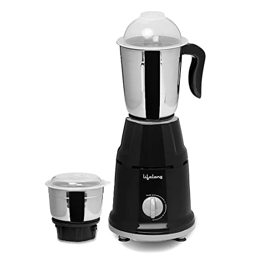 Lifelong Mixer Grinder For Kitchen – 2 Jars 500 Watt – Mixie With Mini Jar For Chutney & Liquidizing Jar Used As Wet Grinder & Blender For Milkshake, Smoothie, Puree -Stainless Steel Blades (Llmg93)