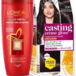 L’Oréal Paris Casting Crme Gloss Hair Color, 200 – Ebony Black, 87.5 G + 72 Ml) + (Colour Protect Shampoo, 192.5 Ml) – Pack Of 2(2 Items In The Set)