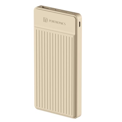 Portronics Luxcell B12 10,000Mah 12W Power Bank, Ultra Slim Power Bank With Usb-A Output Port & Dual Input Ports (Micro & Type C) | Bis Certified |Type C Cable Included| Made In India(Ivory White)