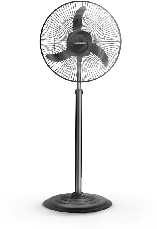 Longway Bolt P1 400 Mm 3 Blade Pedestal Fan(Ultra High Speed | Black | Pack Of 1)