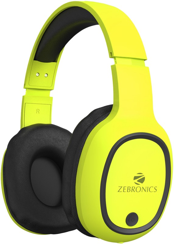 Zebronics Zeb- Thunder, With 60H Backup, Bt V5.3, Gaming Mode, Enc, Aux, Msd, Dual Pairing Bluetooth & Wired(Neon Yellow, On The Ear)