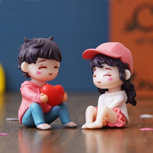 Ecraftindia Miniature Cute Romantic Couple Statue, Boy Giving Heart To Girl Decorative Showpiece – Valentine’S Day Gifts For Girlfriend, Boyfriend, Husband, Wife (Polyresin, Multicolor)