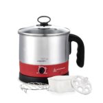 V-Guard Vkm12 | 1.2L | 600 W | Multipurpose Electric Kettle With Pp Egg Tray, Pp Idli Stand And Pp Bowl |360° Rotating Base, Auto Cut-Off, Overheat & Dry Boil Protection |1 Year Coverage By V-Guard