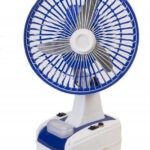 Globex Mini Ac/Dc Rechargeable Battery Operated 200 Mm 3 Blade Table Fan (Blue-White) 400 Mm 3 Blade Table Fan(Ultra High Speed | Blue | Pack Of 1)