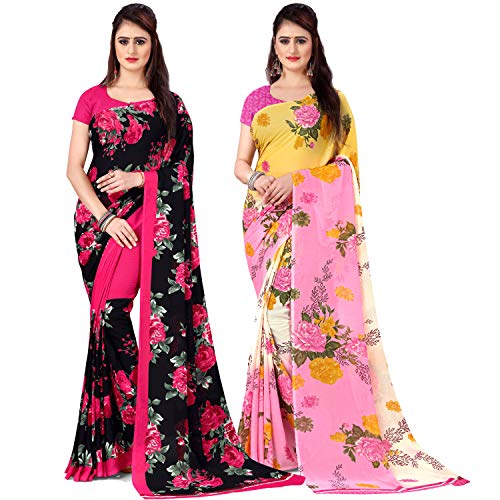 Anand Sarees Set Of 2 Georgette Sarees With Blouse Piece(Combo_As_1301_1152_1)