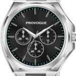 Provogue Black Dial Stainless Steel Strap Chronolook Analog Watch  – For Men