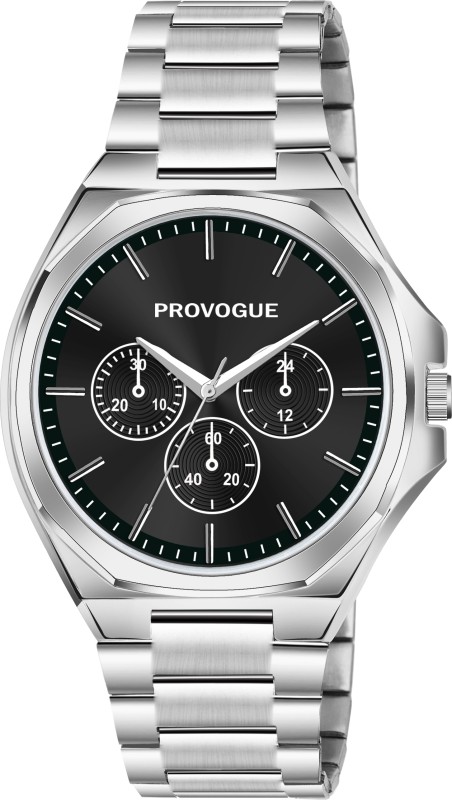 Provogue Black Dial Stainless Steel Strap Chronolook Analog Watch  – For Men