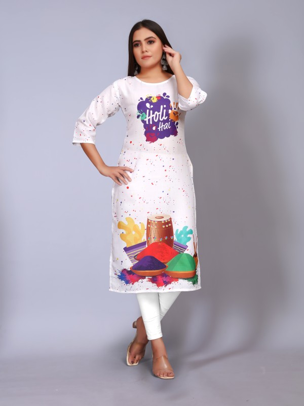 Riaana Women Printed Straight Kurta(Multicolor)