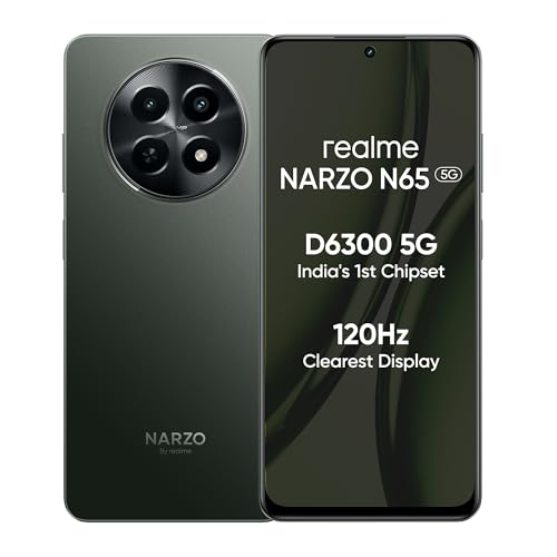 Realme Narzo N65 5G (Deep Green 4Gb Ram, 128Gb Storage) India’S 1St D6300 5G Chipset | Ultra Slim 190G Design | 120Hz Eye Comfort Display | 50Mp Ai Camera| Charger In The Box