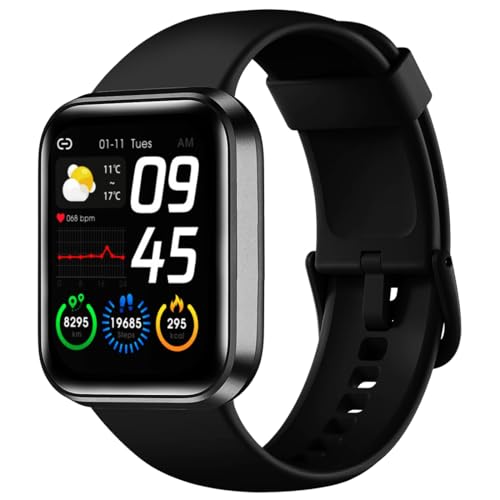 M I D116 Fitness Band Smart Watch For Men, Women, Boys, Girls, Kids – Single Touch Interface, Water Resistant, Workout Modes, Quick Charge Sports Smartwatch – Black