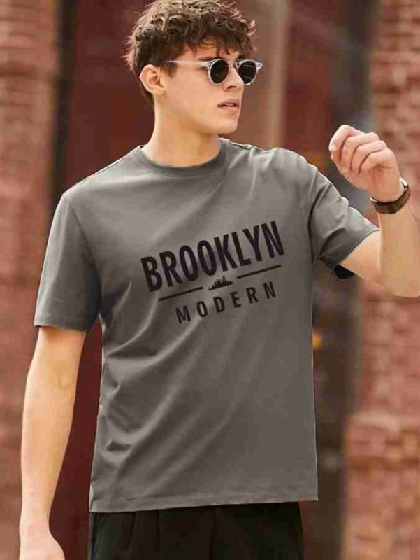 Magpy Printed Men Round Neck Grey T-Shirt