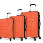 Kamiliant American Tourister Kam Harrier Sp 3 Piece Polypropylene Hard Shell 4 Spinner Wheels Carry-On Luggage Set – Carrot (Orange), 52 Cm