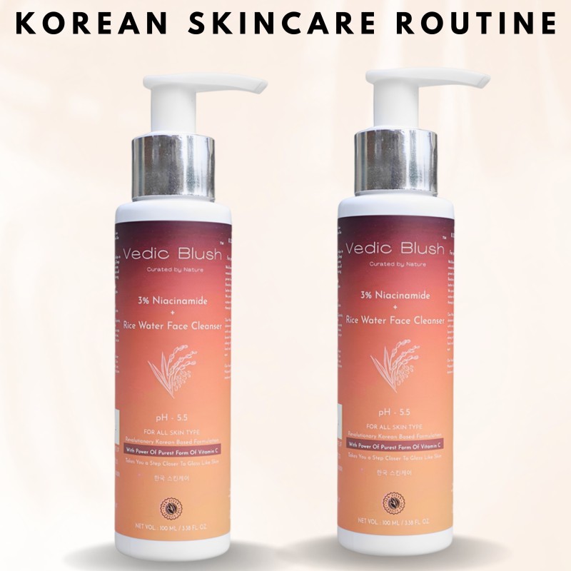 Vedic Blush 3% Niacinamide Rice Water Cleanser For Remove Makeup, Acne & Oil Control Combo(200 Ml)