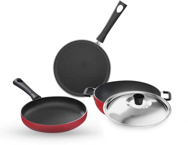 Lifelong Induction Bottom Non-Stick Coated Cookware Set(Aluminium, 3 – Piece)