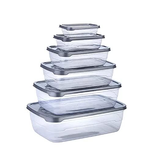 Mixosa Rectangular Plastic Food Storage Container With Air Tight Lid Kitchen Container Meat Box Fridge Storage Boxes Bowl – 225Ml, 325Ml, 650Ml, 1250Ml, 2200Ml, 3500Ml, 6 Pcs, Clear (Multicolour)