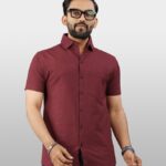 Vebnor Men Self Design Casual Maroon Shirt