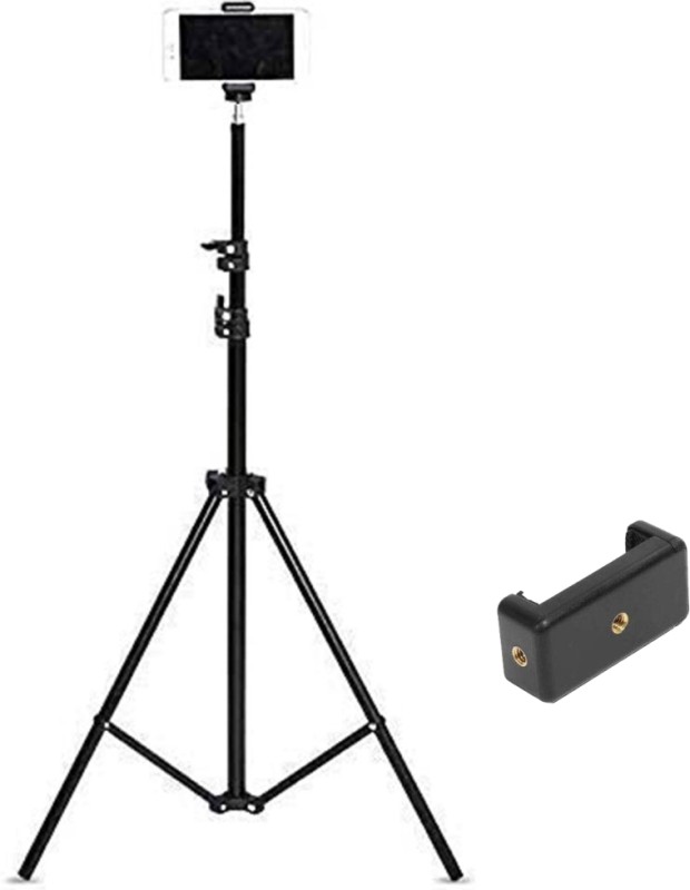 Tygot Lightweight & Portable 7 Feet Aluminum Alloy Studio Light Stand With Mobile Holder | For Videos | Portrait | Photography Lighting | Ideal For Outdoor & Indoor Shoots Tripod(Black, Supports Up To 5000 G)